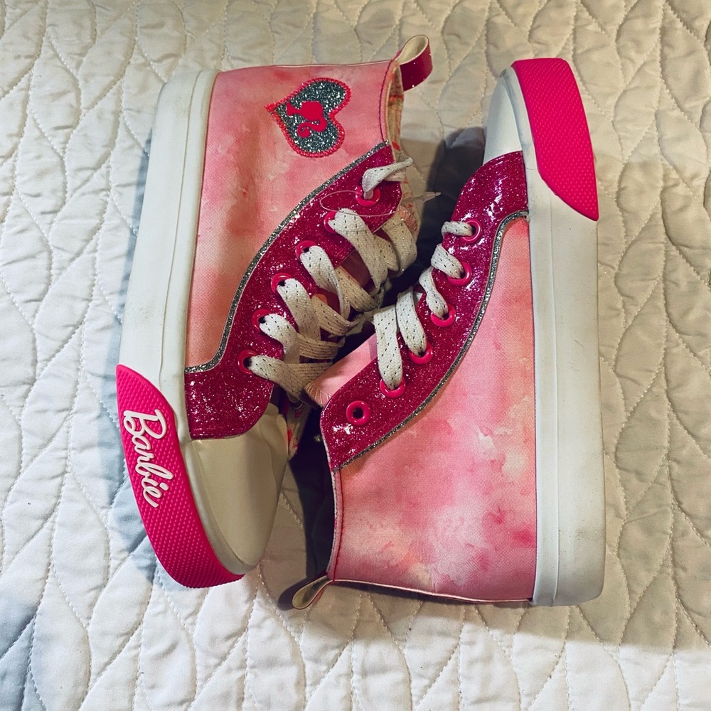 Mattel Barbie Pink Glitter High-Top Kids Sneakers